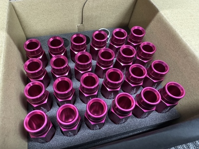 【CRS福岡】F-009 M12×1.5 2ピースシェルナット【ロング/ローレット】ピンク　新品　廃盤カラー